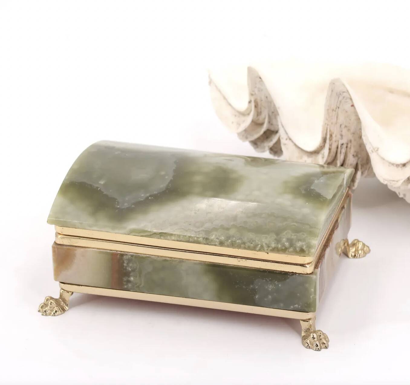 Italian onyx and gold metal catchall, 1970s.