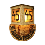 Antique Soviet exterior house sign road sign and street lamp lantern in toleware C1940 Industrial