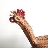 Corbeille à fruits "coq" en osier années 70