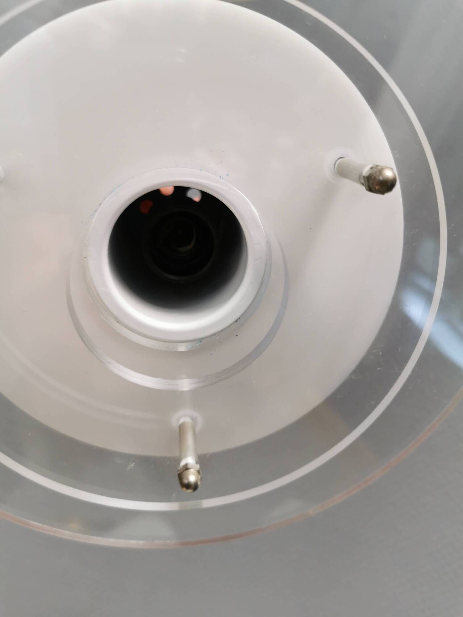 Small Space Age hanging lamp made of plexiglass. Denmark 1980s