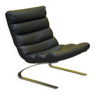 COR "Sinus" Cantilever Lounge Chair – Black Leather & Steel (1976)