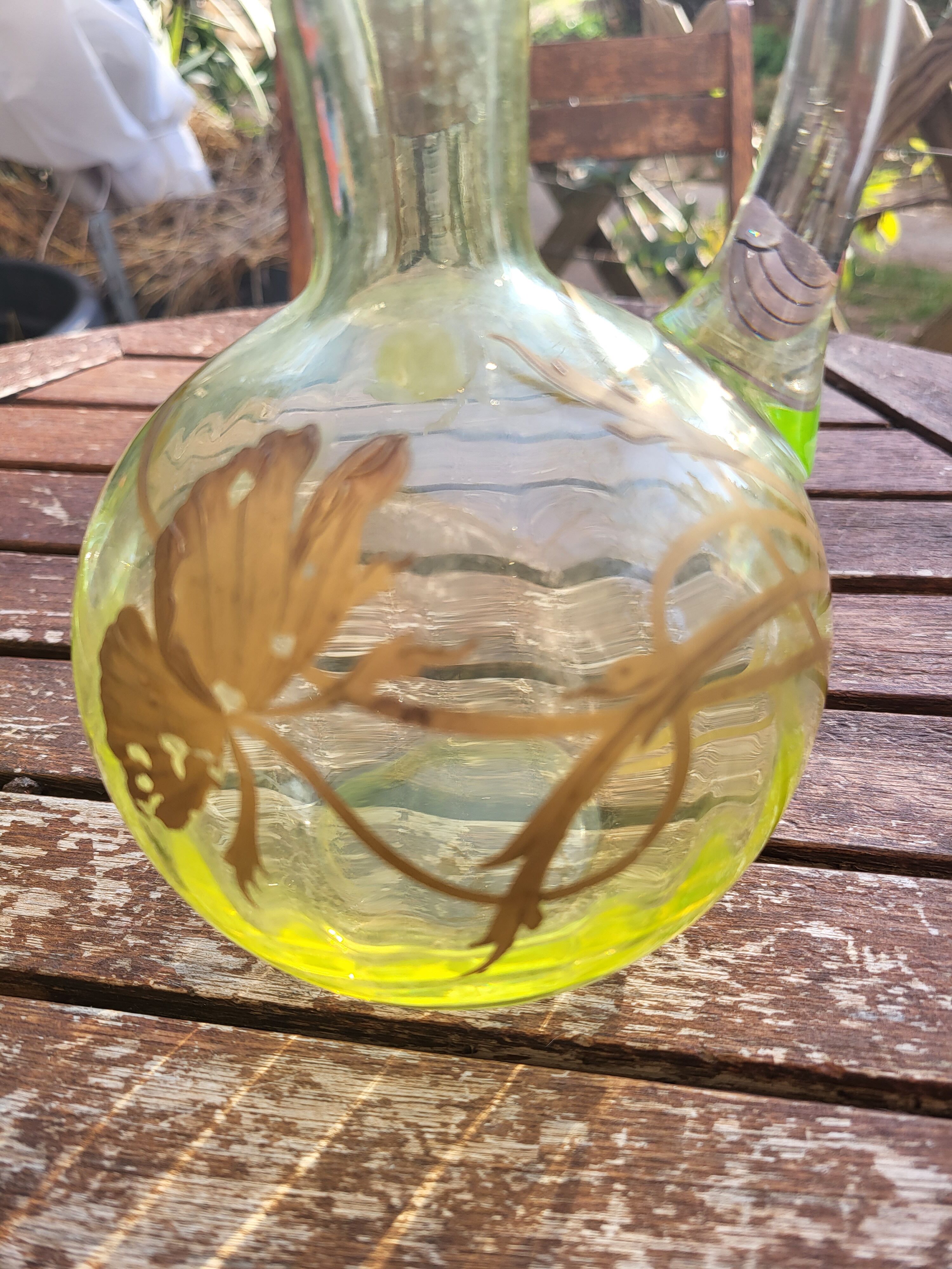 Carafe and sugar bowl in ouraline, Legras/Baccarat