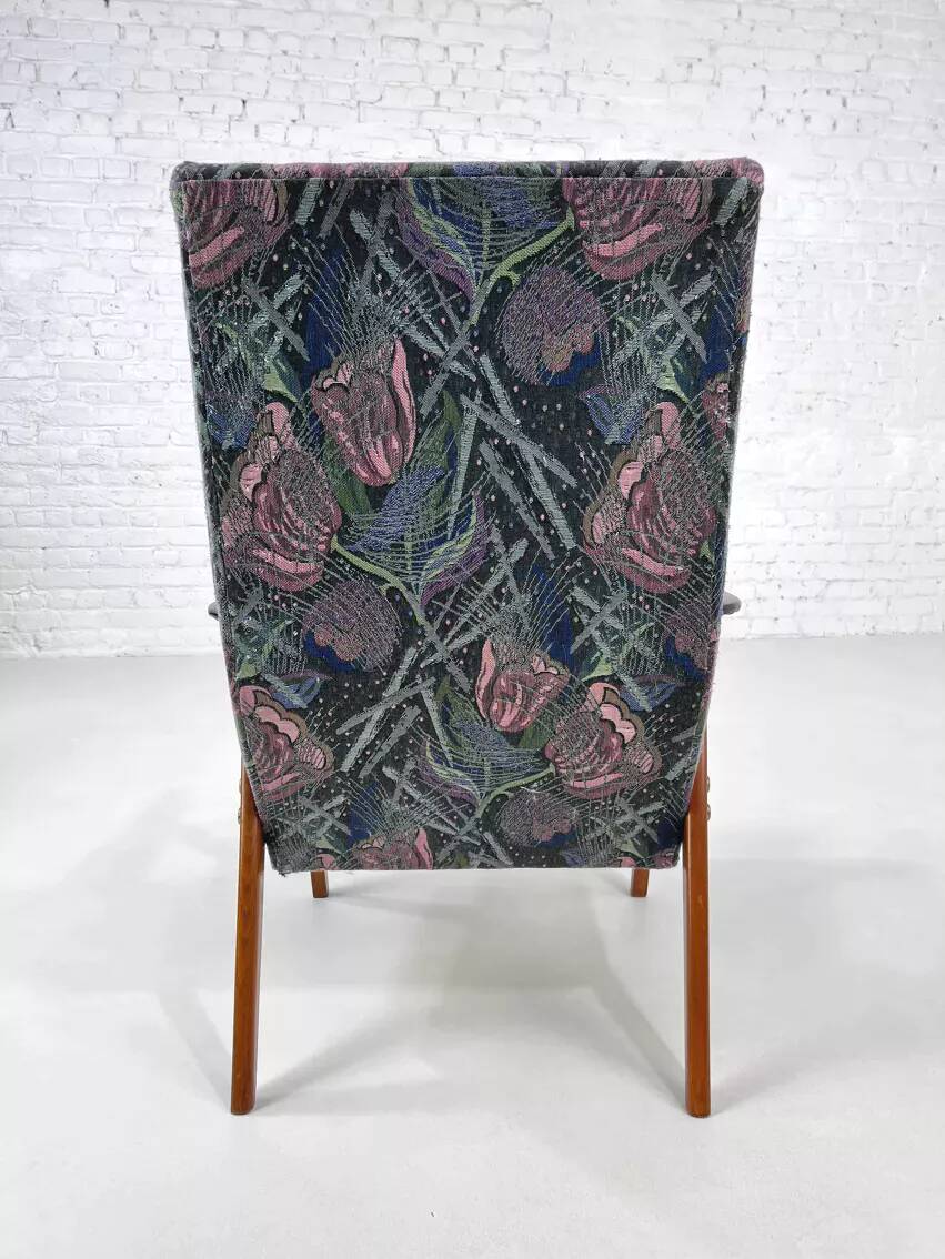 50s - 60s armchair in wood and fabric