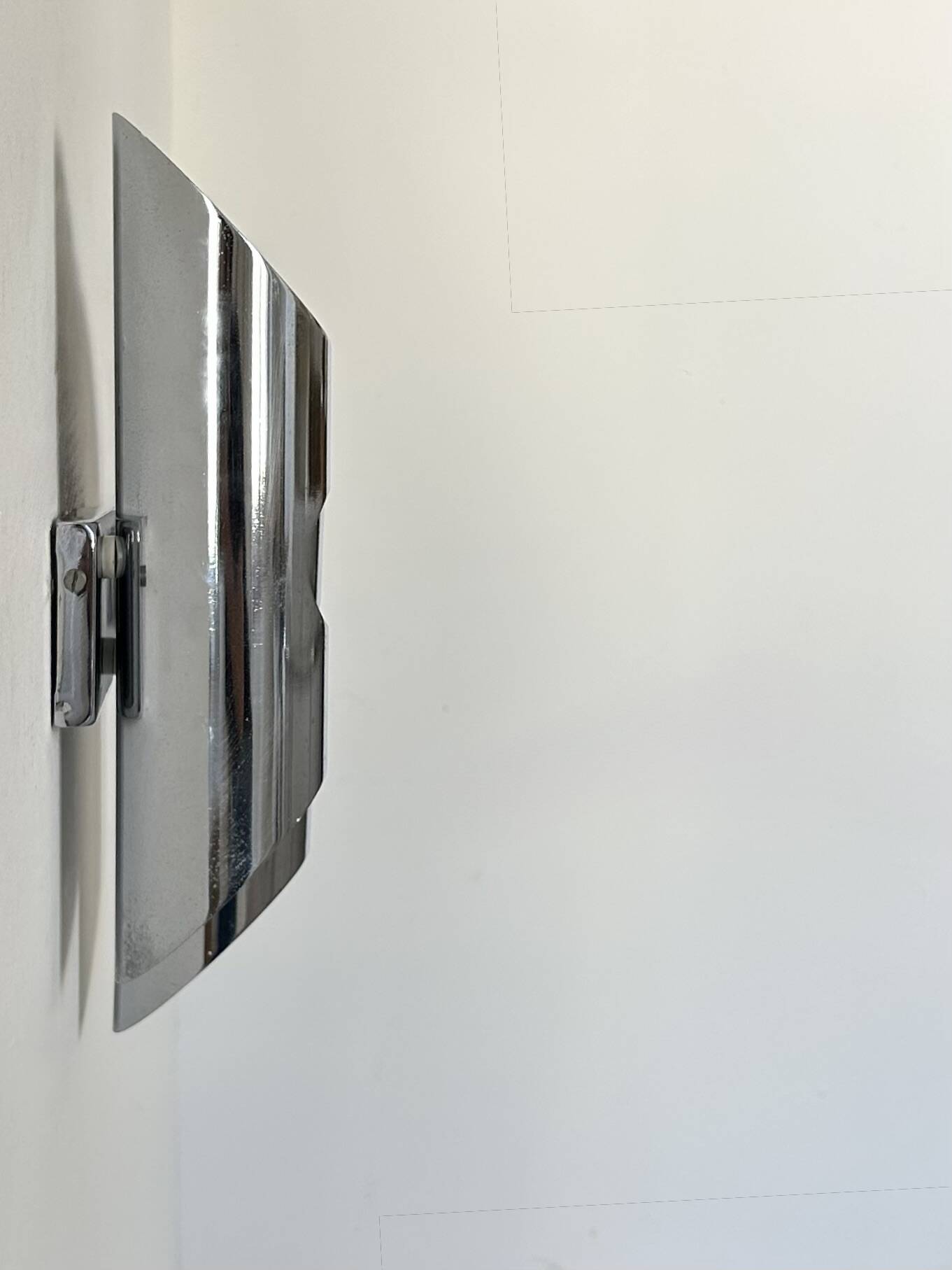 Pair of double wall lights, chrome metal, France, 1960