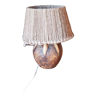 Lampe des années 50 en céramique peau de marron abat jour laine