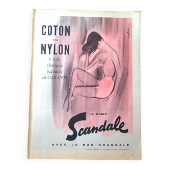 A paper illustration fashion advertisement woman brand Scandale from a period magazine