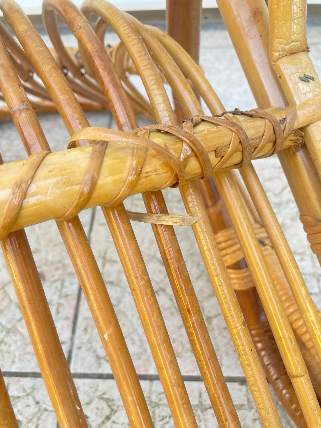 Vintage shell rattan armchair