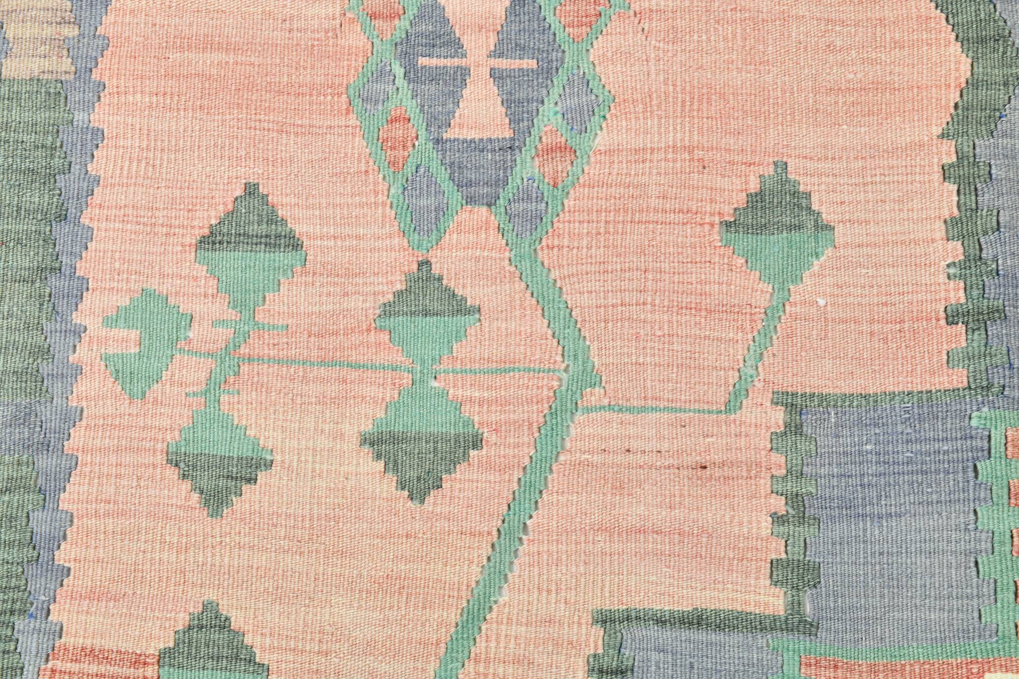 5x8 Vintage Samon Pink & Light Grey Vintage Oushak Area Rug, 161x255 cm