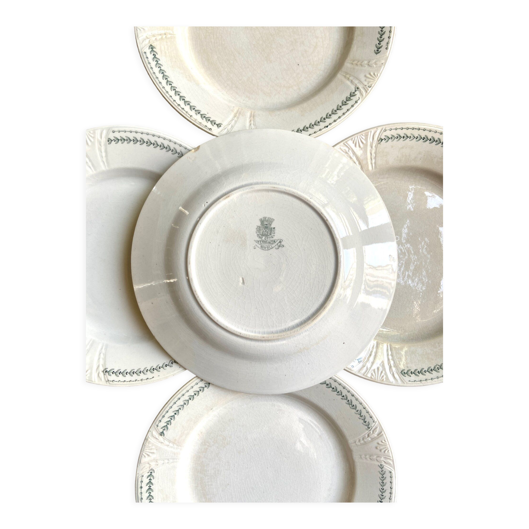 5 flat plates Gien in iron earth, service "Rivoli"
