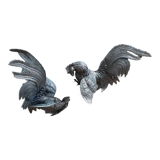 2 silver metal roosters
