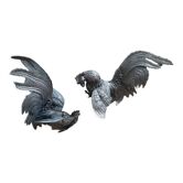 2 silver metal roosters