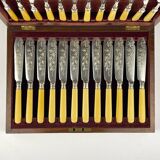 Antique Silver-Plated Fish Knives and Forks for 12 People from Sheffield, England, 1910s, Set of 24