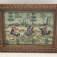 Ancient Indo-Persian painting with wooden mosaic frame