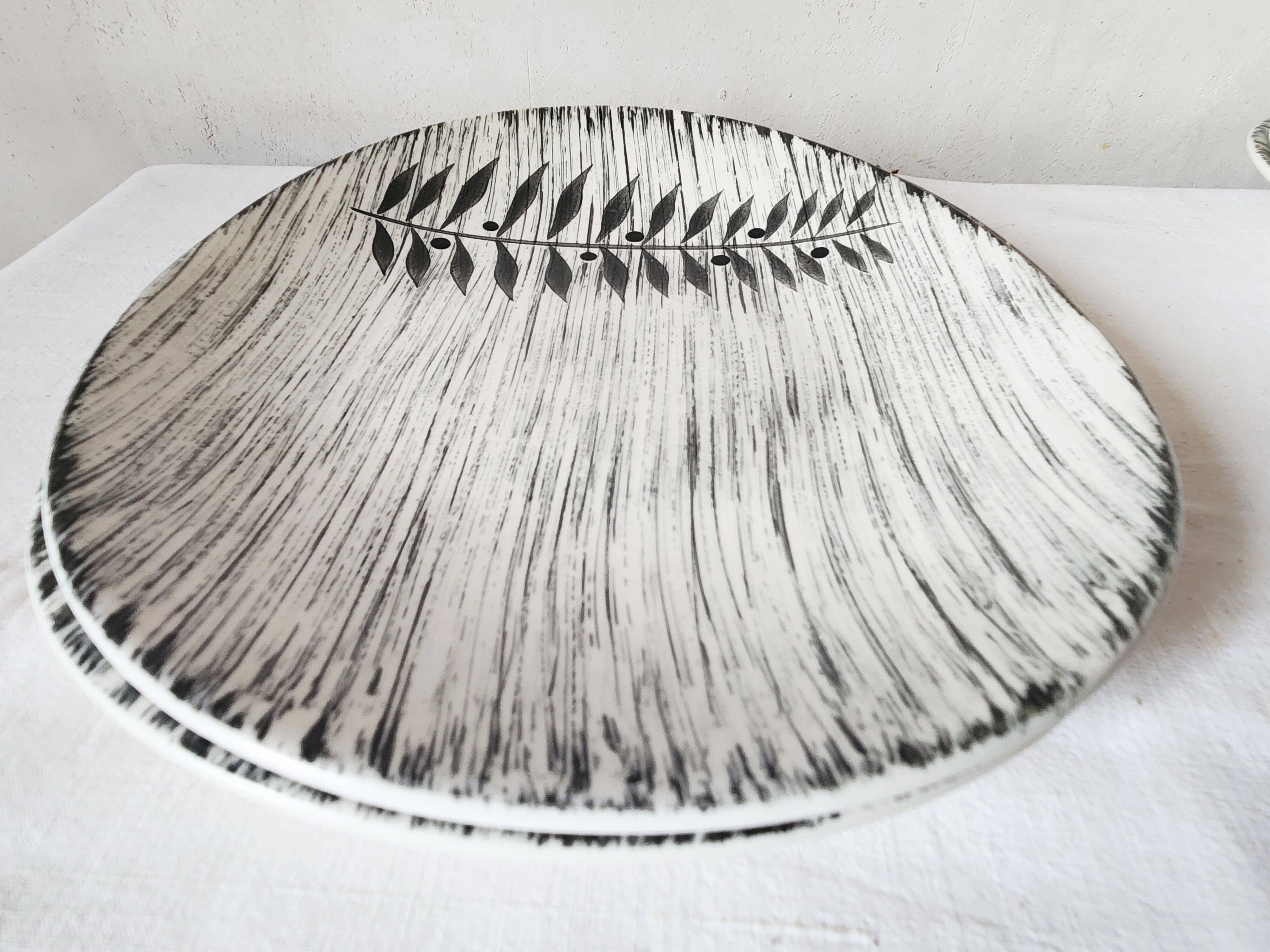 Vintage french 1960s salins tolede - toledo dinner plates black olive