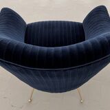 Italian Armchair with Brass Legs reupholstered in Magnificent Velvet