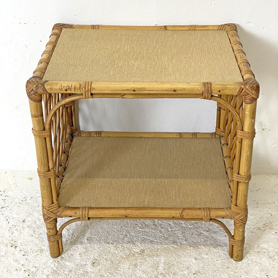 Side table in vintage rattan 70's
