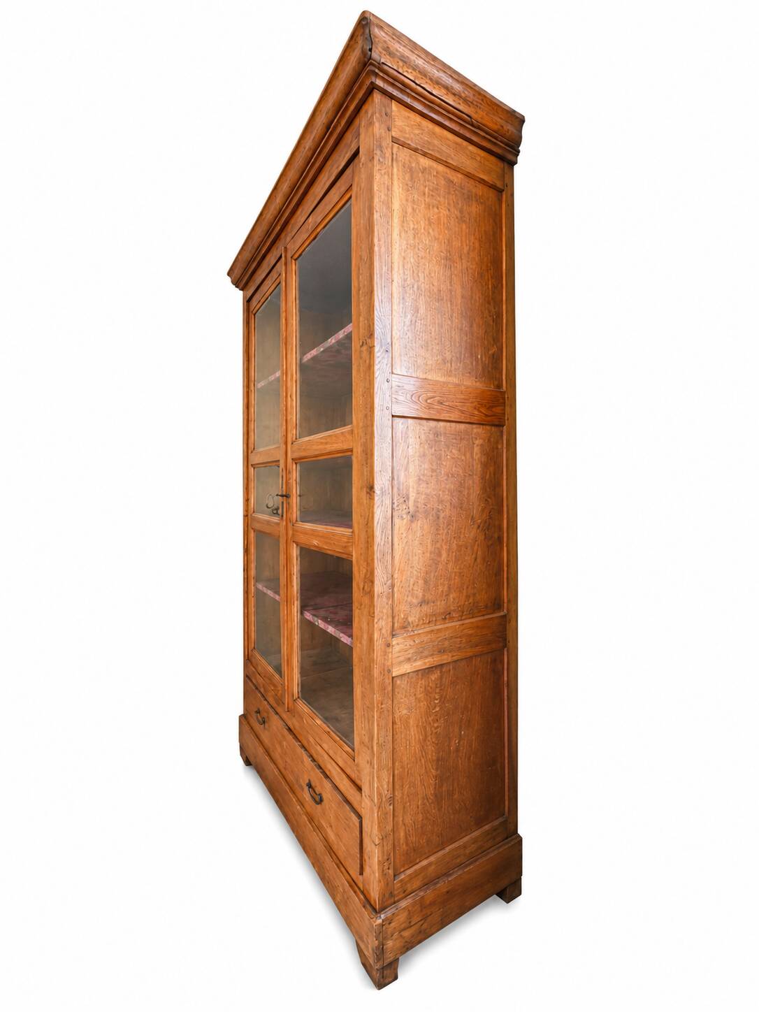 Large showcase library of a notary in solid oak from the late 19th century.