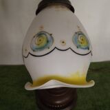 Lampe en bois et verre opalin