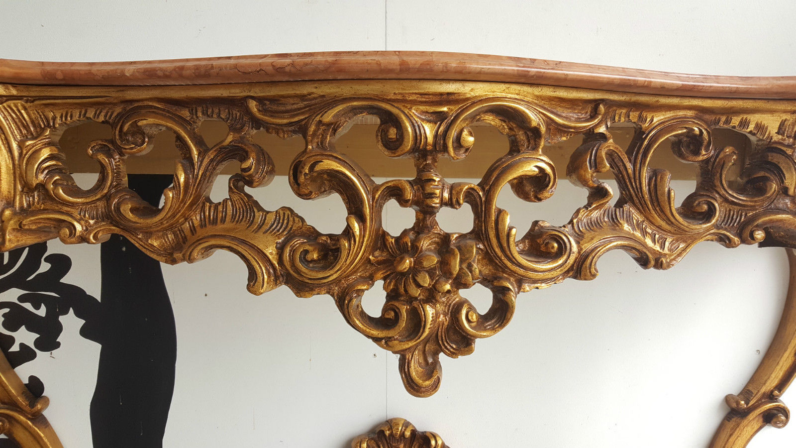 Claude Dalle large console wood dore platter signed marble Romeo