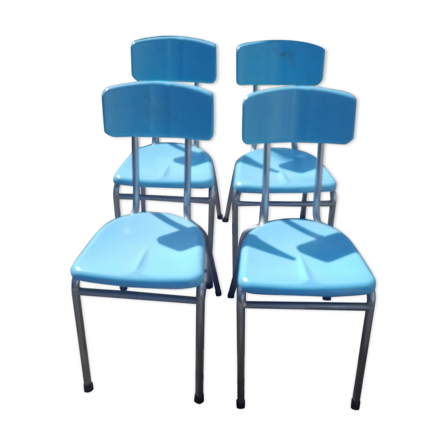 Lot of four plexi chairs design by Rex