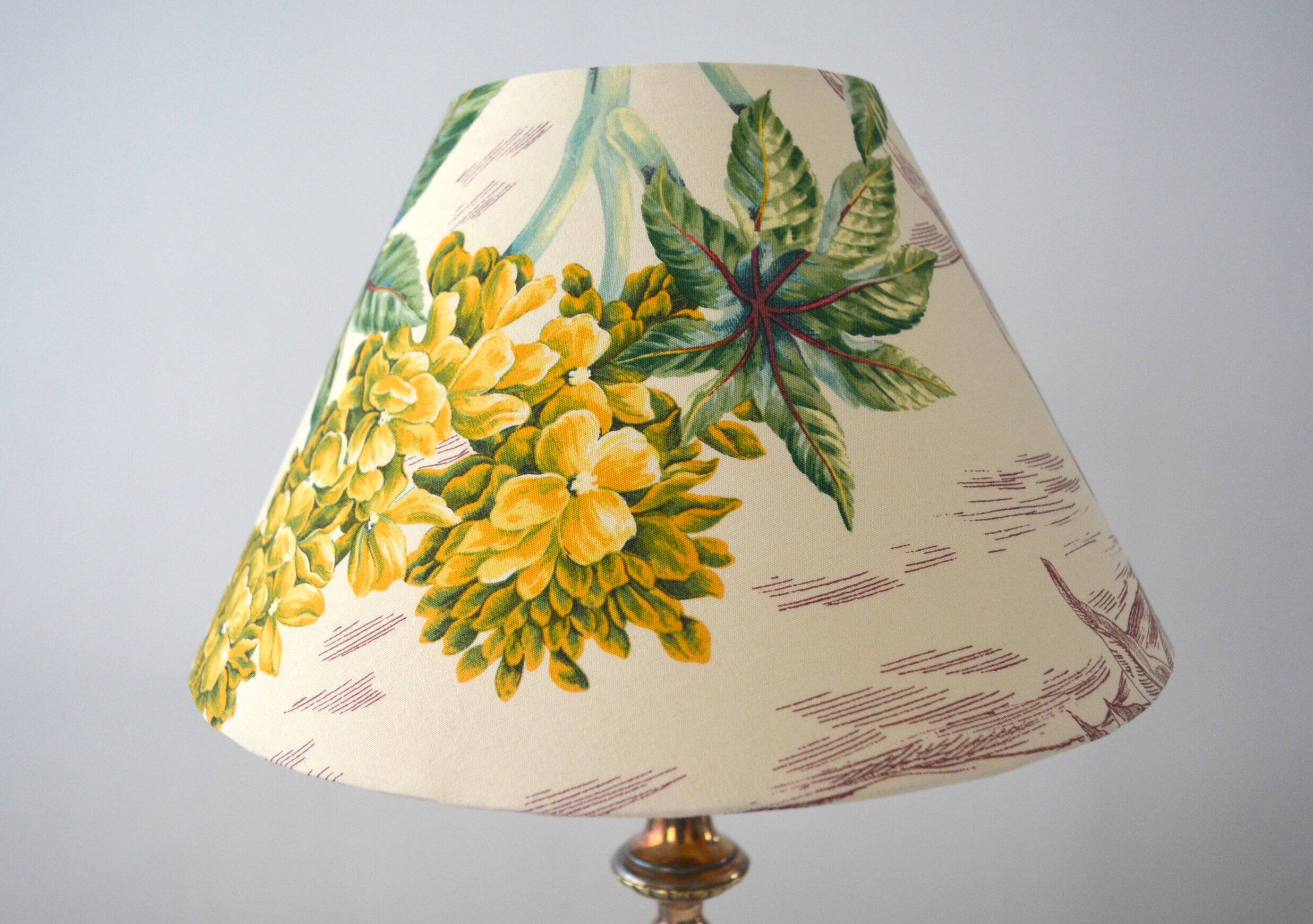 Lampshade, botanical vintage Jouy canvas, flowers