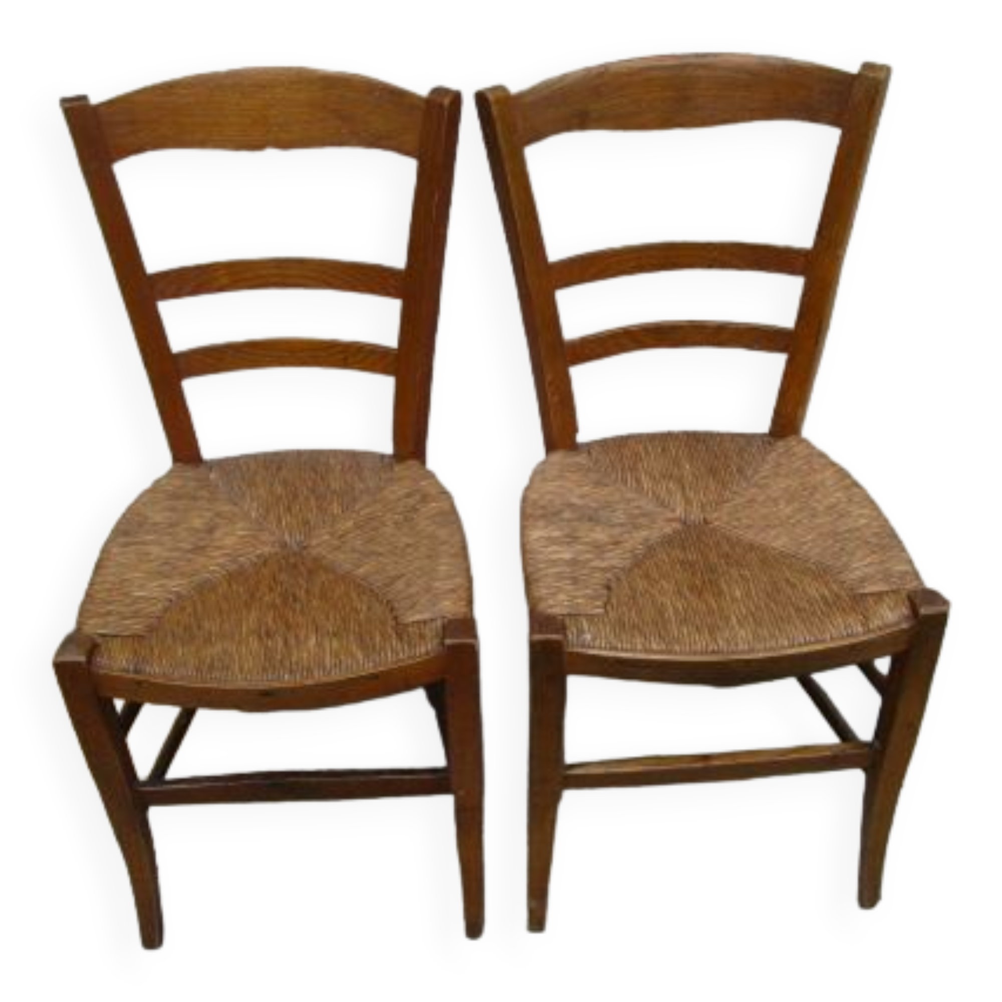 2 antique straw chairs
