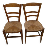 2 antique straw chairs