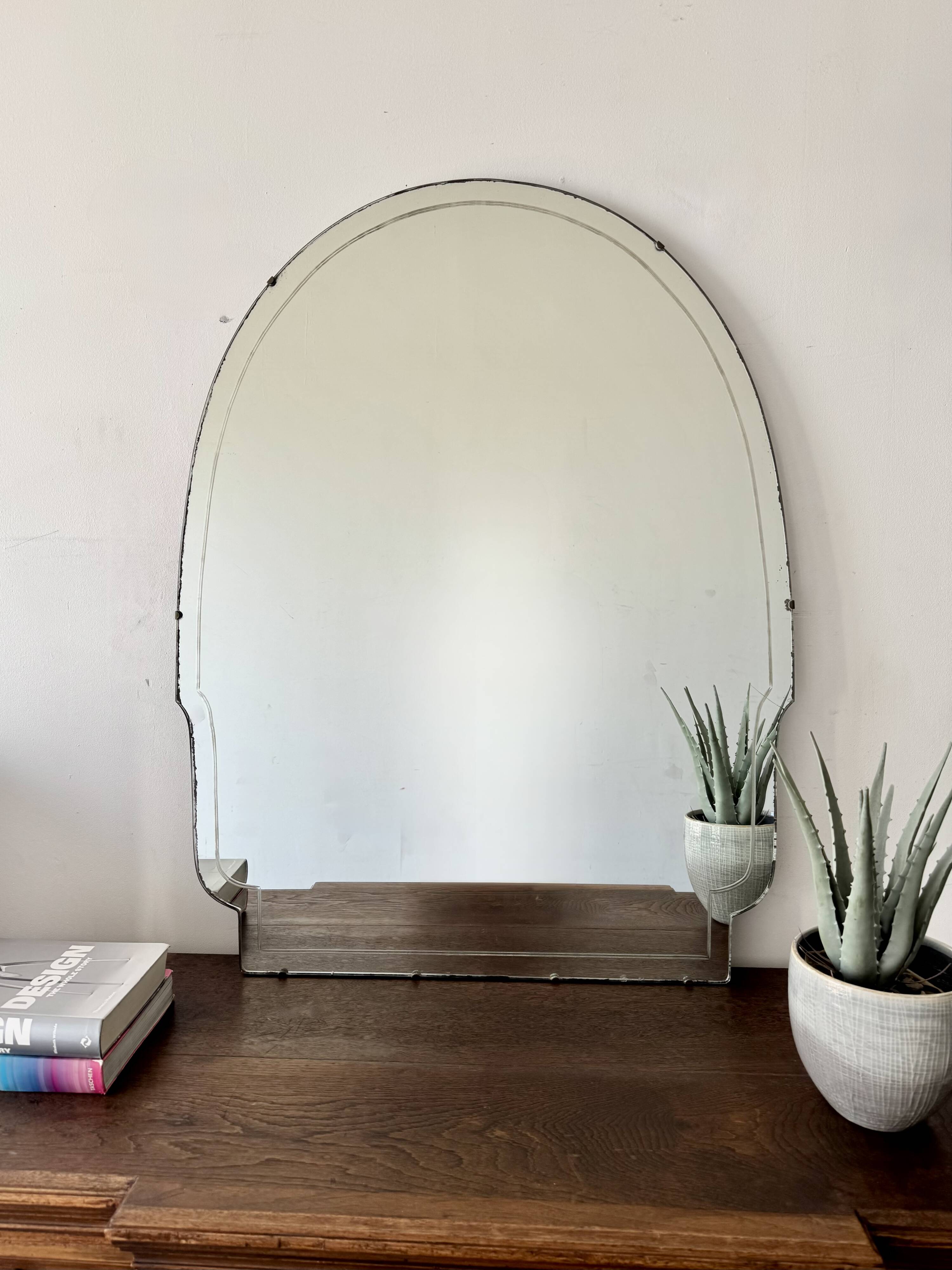 Large Vintage Mirror Frameless