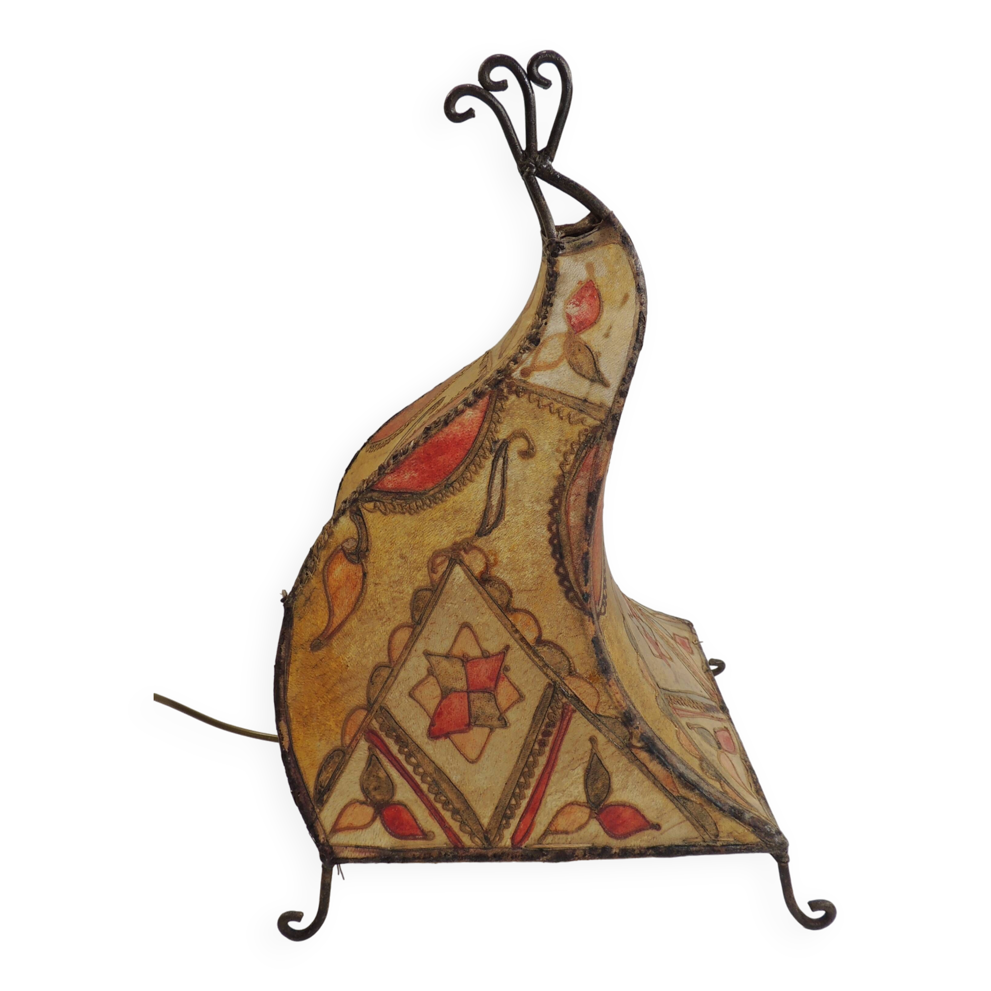 Moroccan henna lamp in leather /oriental lamp/Marrakech/45 cm /Vintage