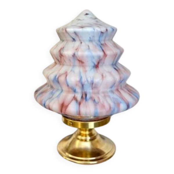Fascinante Lampe Art Déco en opaline multicolore