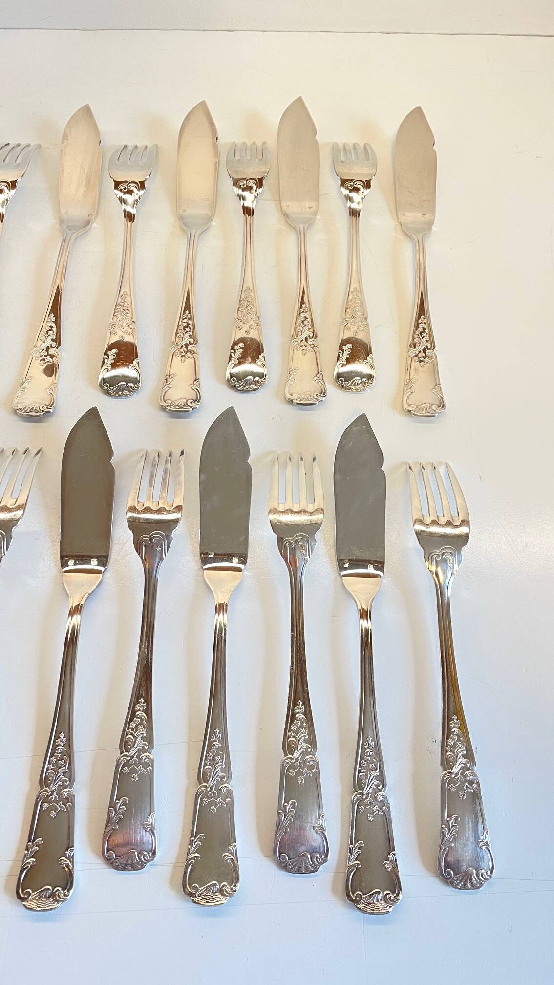 PLATIL 12 Couverts à Poisson  Métal Argenté