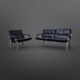 Postmodern black leather seating group, Germany 1980s