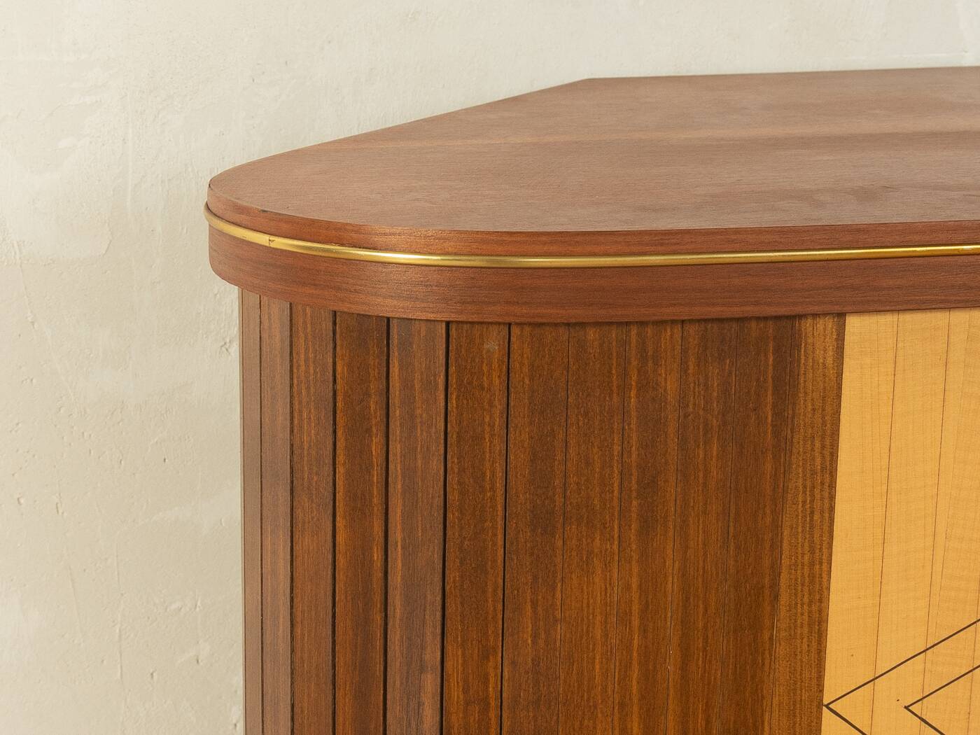 Elegant bar cabinet from the 1950s with rotating compartment and mirrored back