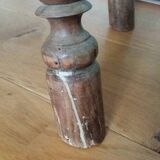 Stool, brutalist side table in solid oak.