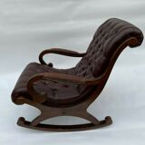 English 1960 english brown leather rocking chair