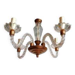 lustre 4 feux en verre - bronze