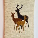 Vintage wool weaving deer family