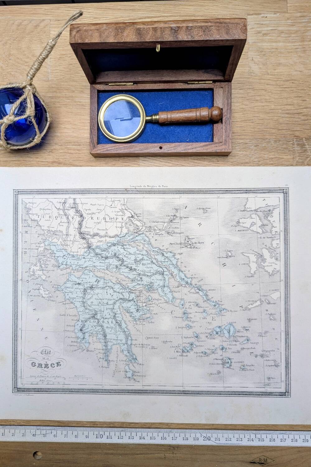 La Grèce, carte ancienne, imprimée en 1852. Authentique.