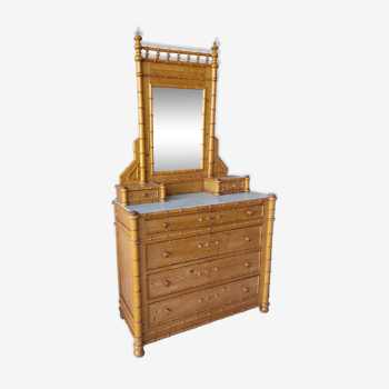 Commode avec miroir vintage bambou