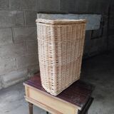 White rattan laundry basket