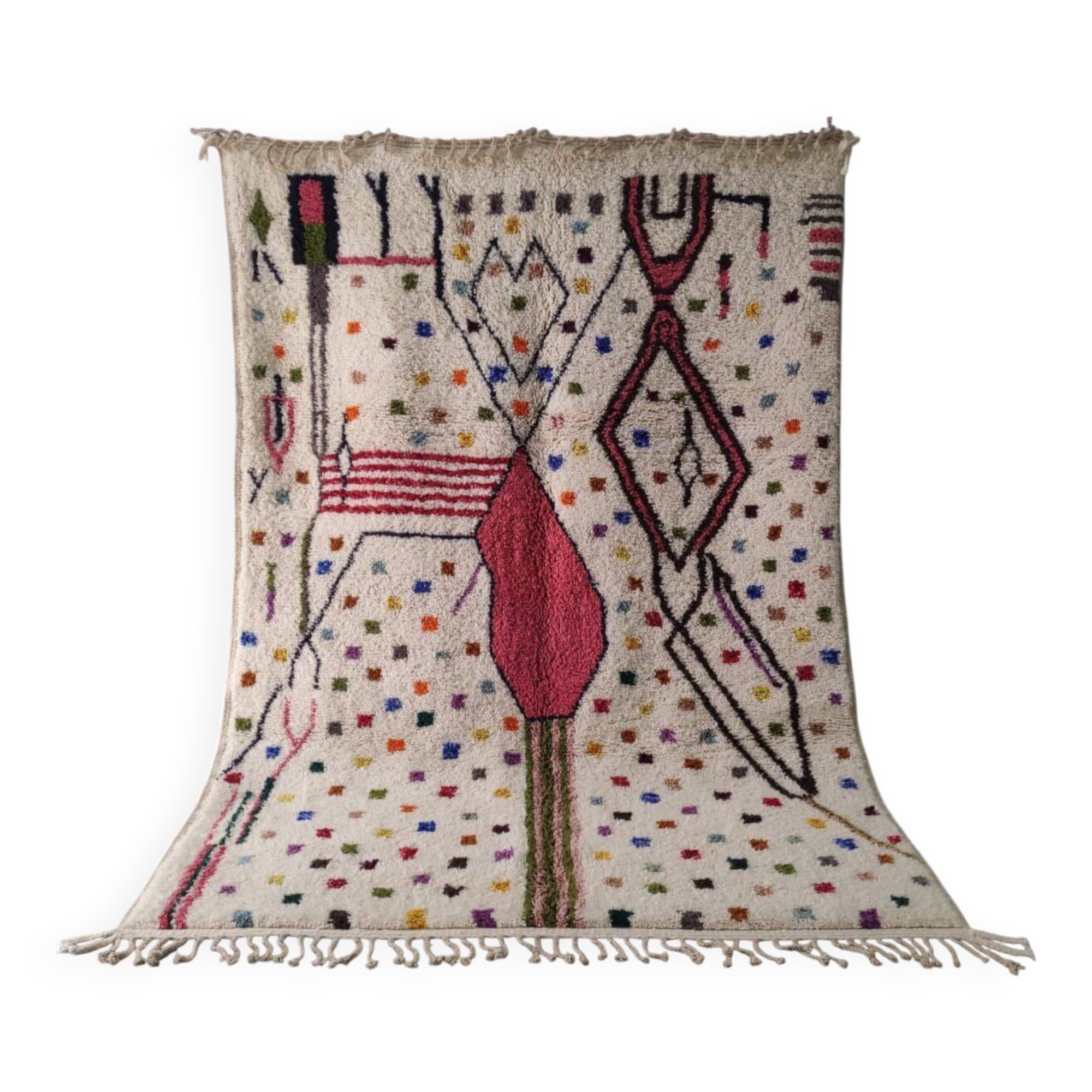 Large Artistic Moroccan Rug with Abstract Figures & Symbols 300x200cm
