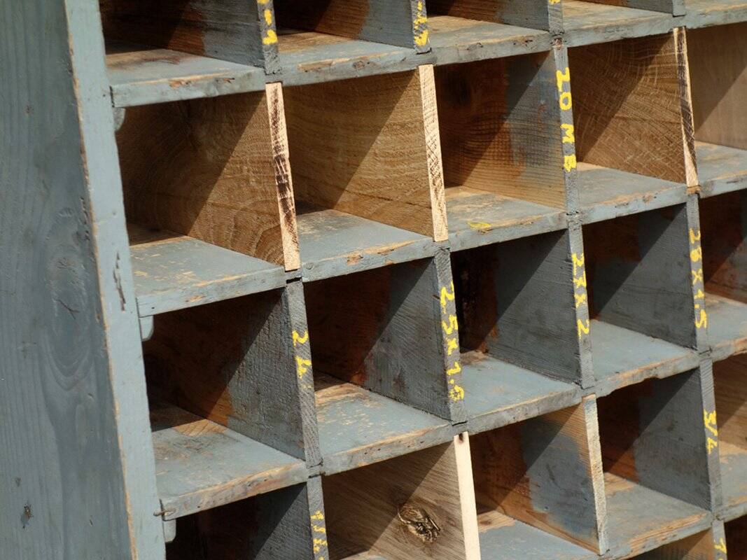 1940 Industrial Wooden Shelving Unit industrial design