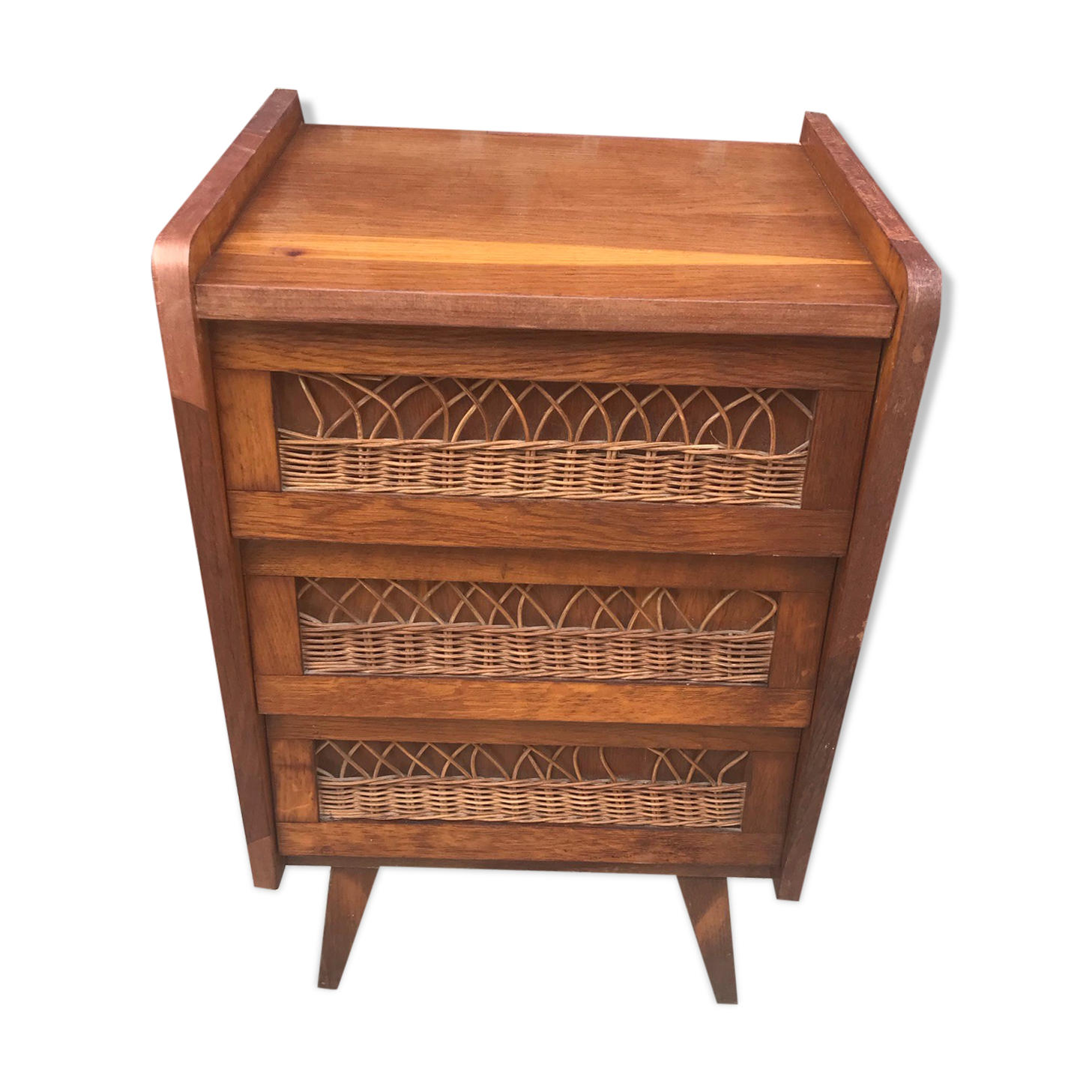 Vintage rattan chest of drawers