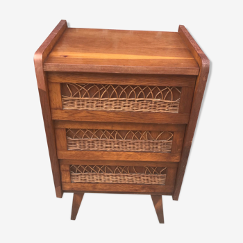 Vintage rattan chest of drawers