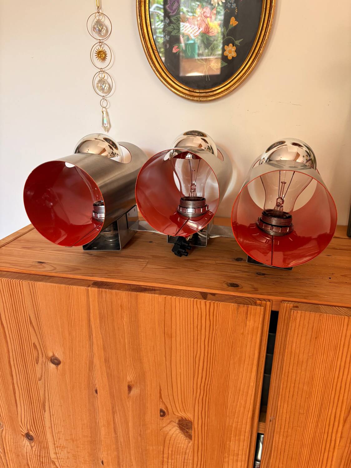 Vintage Triple UFO Orange Wall Light – Oxar 70s