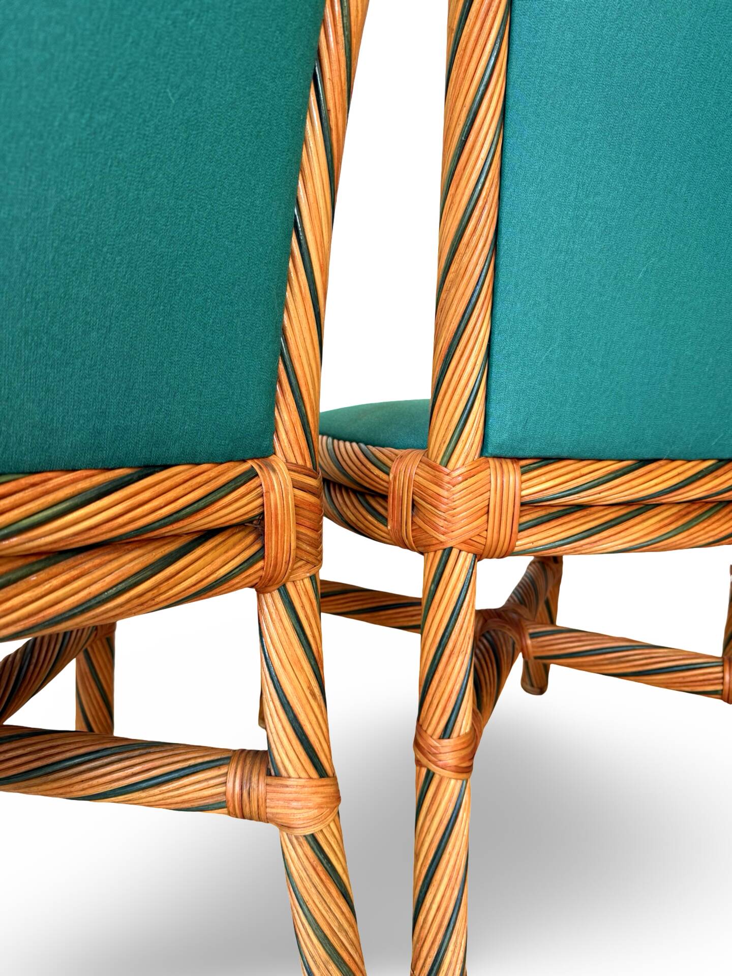 Set of six vintage bamboo and rattan dining chairs