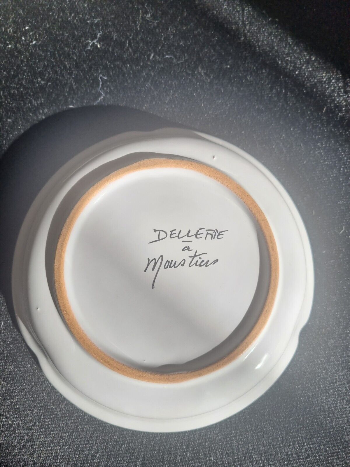 Ashtray earthenware of moustiers with bird pattern by dellerie in moustiers