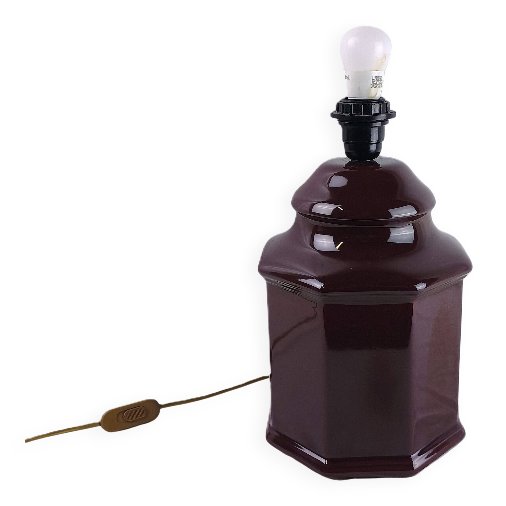 Vintage Black Ceramic Table Lamp Retro Chic