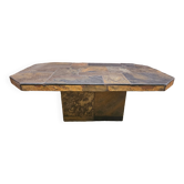 Brutalist rectangular slate coffee table from the 70's