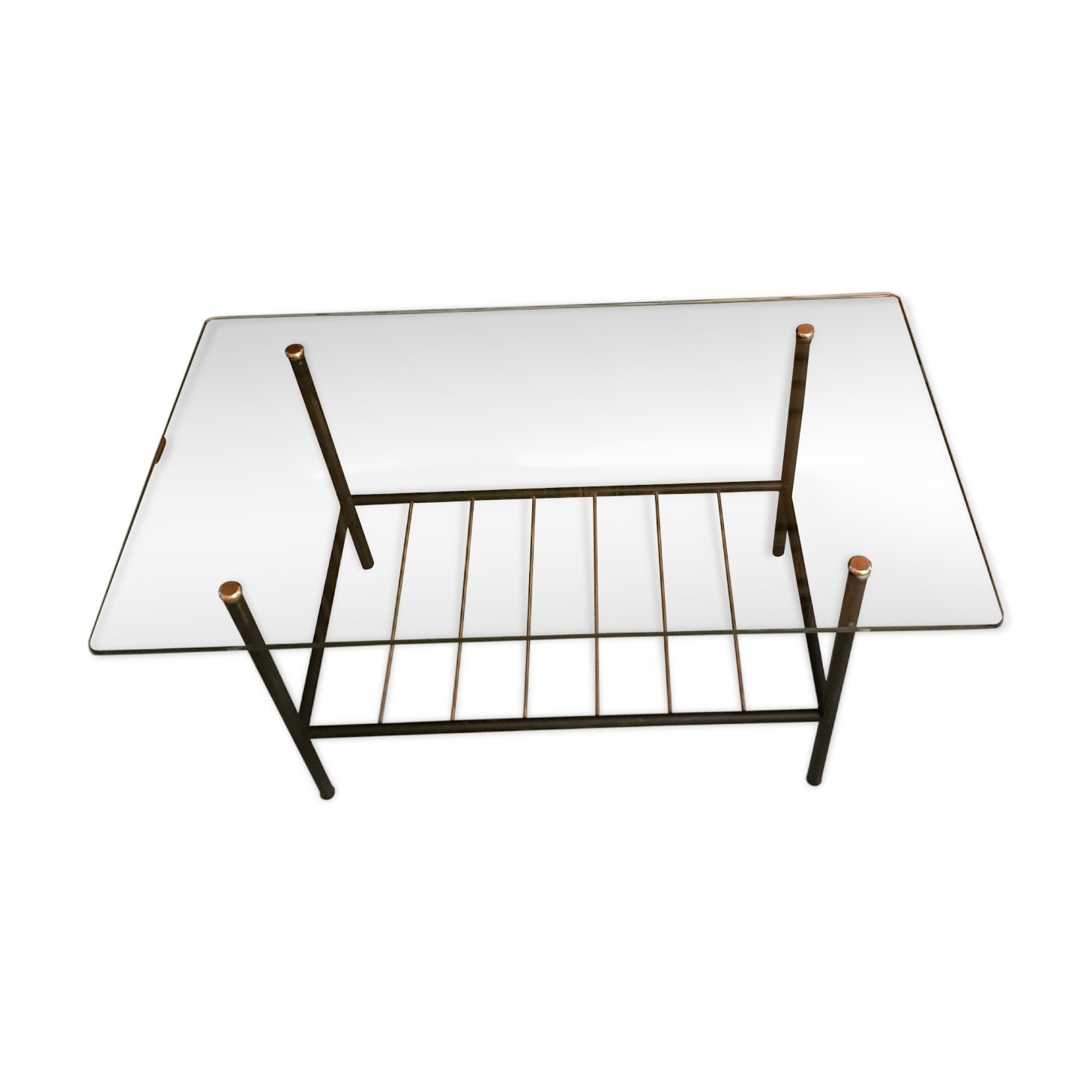 Glass and metal coffee table 1950